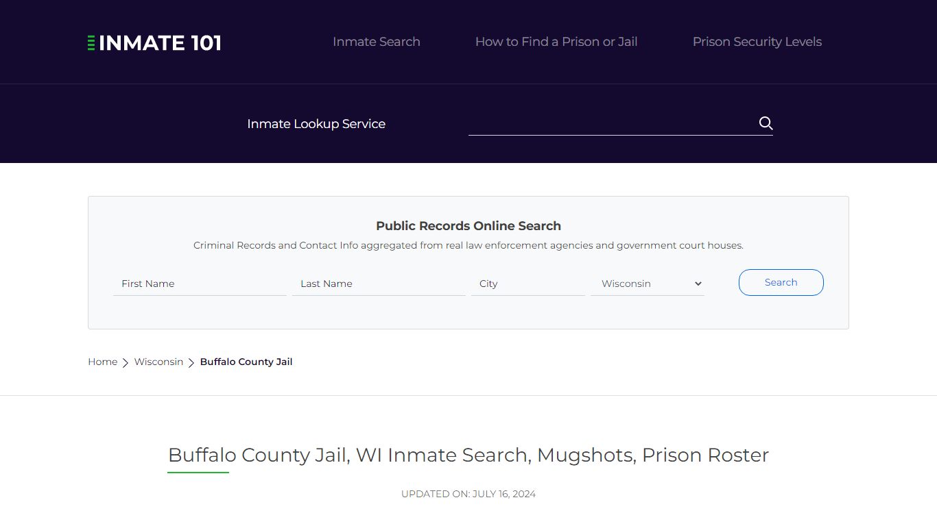 Buffalo County Jail, WI Inmate Search, Mugshots, Prison Roster